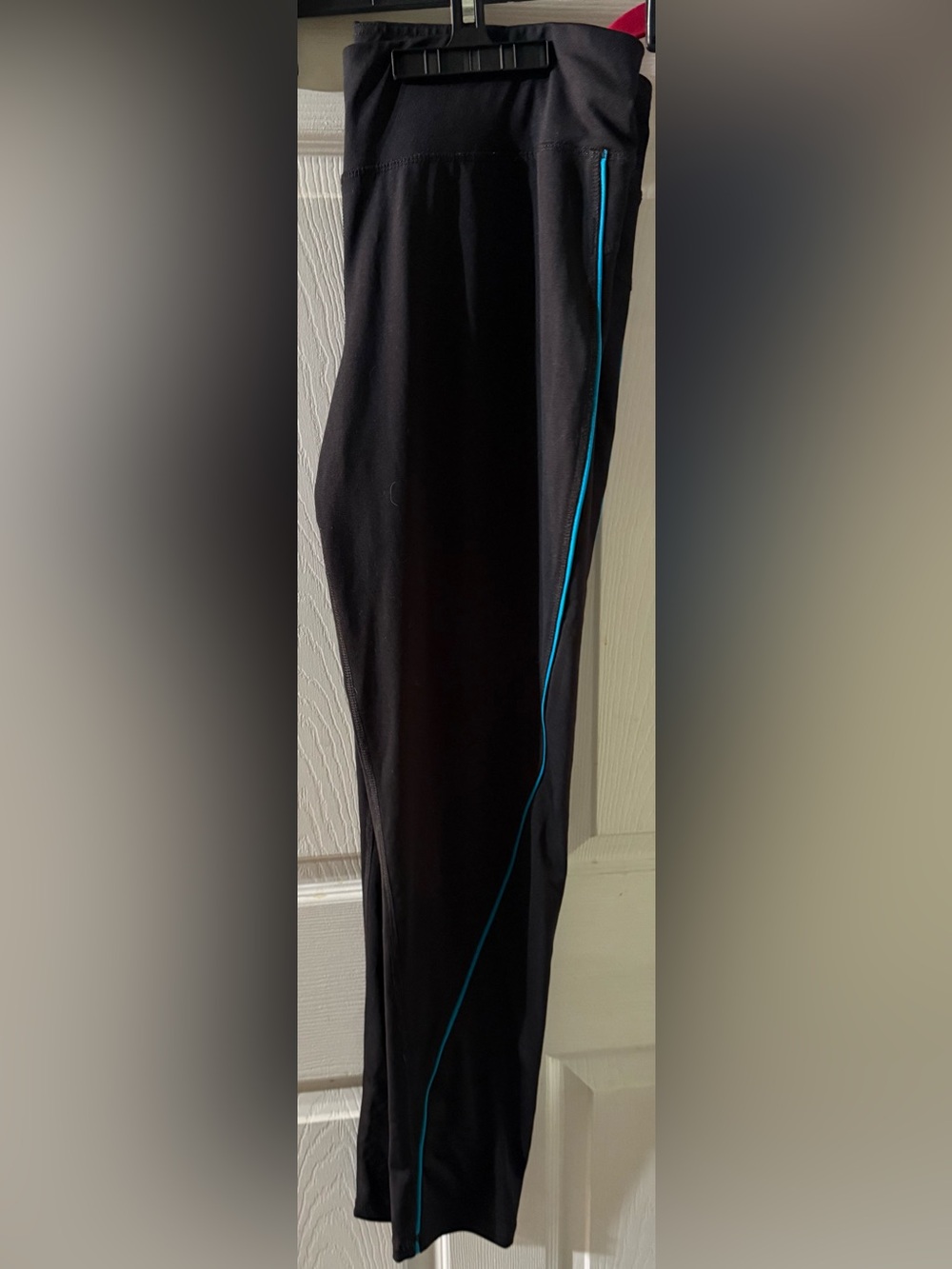 Tek Gear Black Leggings with Blue Side Stripe